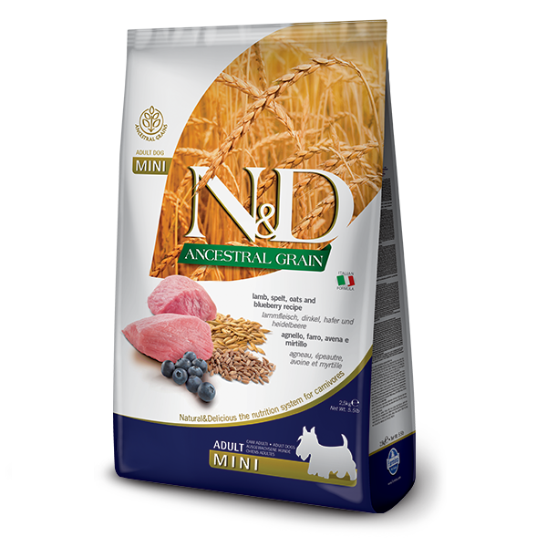 Низькозерновий сухий корм Farmina N&D для дорослих собак дрібних порід з ягням та чорницею
