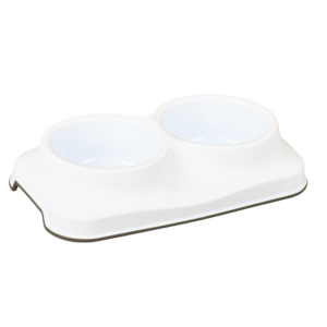 Миска пластикова подвійна, біла, 400 мл