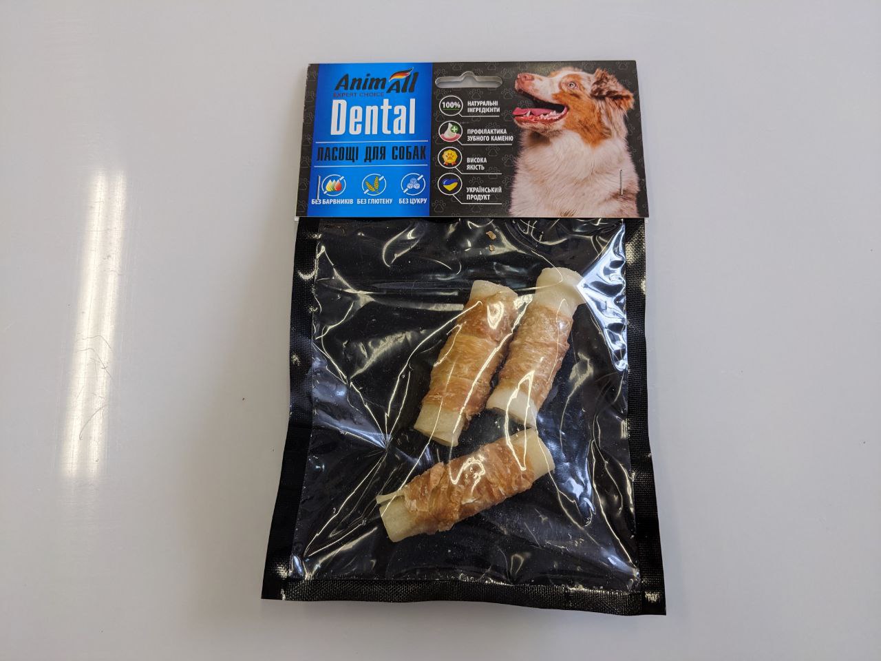 AnimAll Dental трубочка рулетик з м'ясом курки, 7-8 см