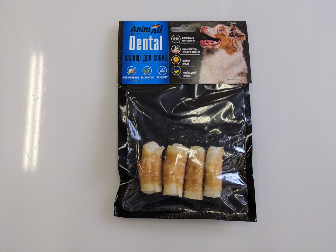 AnimAll Dental трубочка рулетик з м'ясом курки, 5-6 см.