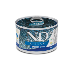 Вологий корм Farmina N&D Grain Free OCEAN SALMON & COD ADULT MINI для собак дрібних порід з лососем та тріскою, 140 г