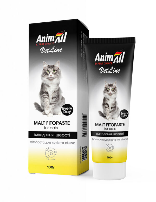 AnimAll VetLine фітопаста для виведення шерсті із ЖКТ для котів та кішок