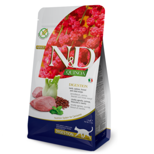 Farmina N&D Quinoa Digestion Cat Lamb з ягням при порушенні травлення у котів.