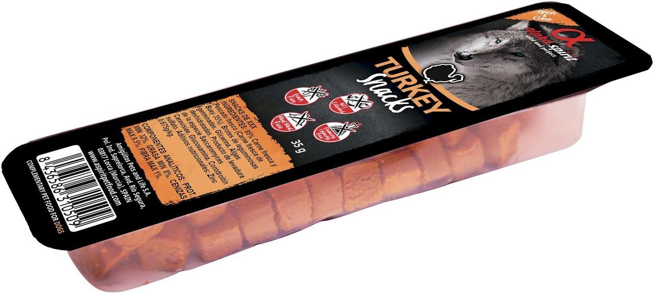 Ласощі для собак Alpha Spirit Snacks напіввологі беззернові кубики з індичкою 35 г