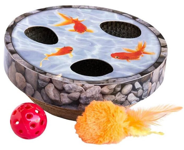 Іграшка - гойдалка для котів Petstages Hide & Seek Wobble Pond (Ставок з рибками) малюнок 23х23х11