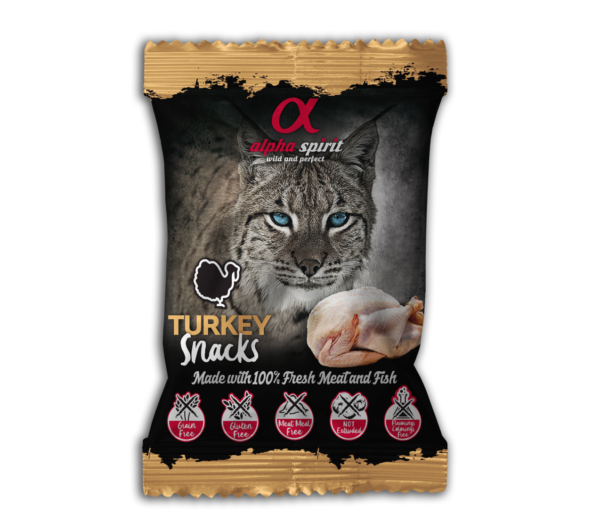 Ласощі для котів Alpha Spirit Snacks напіввологі беззернові кубики з індички 50 г