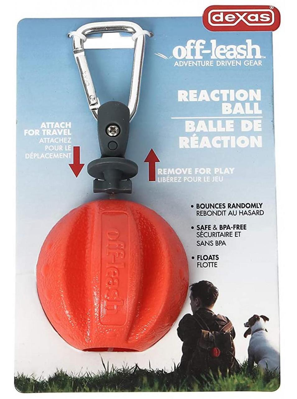 Іграшка для собак Dexas Off Leash Reaction Ball м'яч з карабіном - Зображення 7