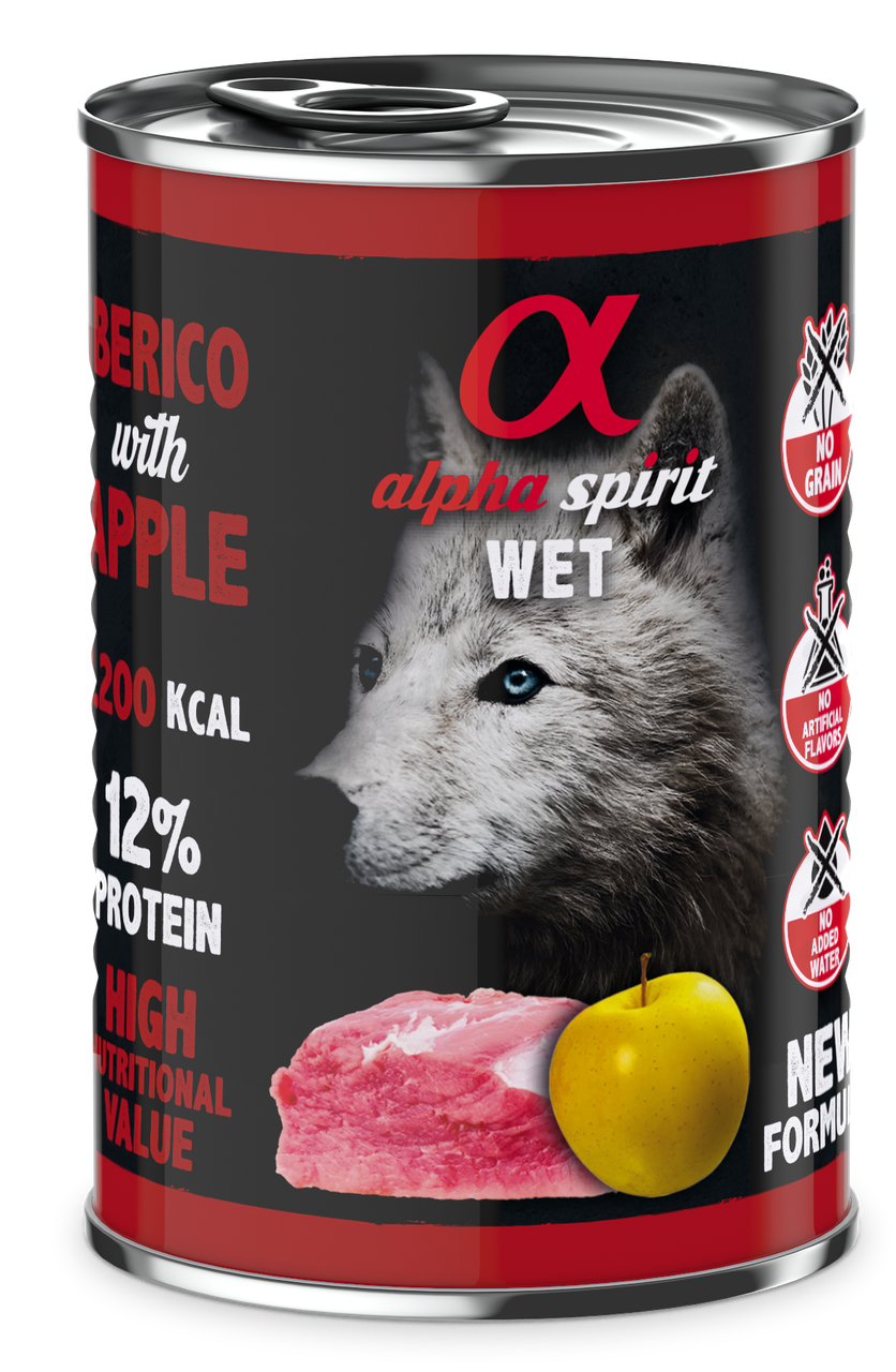 Повнораціонний вологий корм Alpha Spirit Iberian Pork w/Apple іберійська свинина/яблуко для дорослих собак 400 г (as576185)