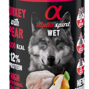 Повнораціонний вологий корм Alpha Spirit Turkey with Pear з індичкою та грушами для дорослих собак 400 г (as576178)