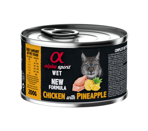 Повнораціонний вологий корм Alpha Spirit Chicken with Paineapple з куркою та ананасами для дорослих котів 200 г (as310363)