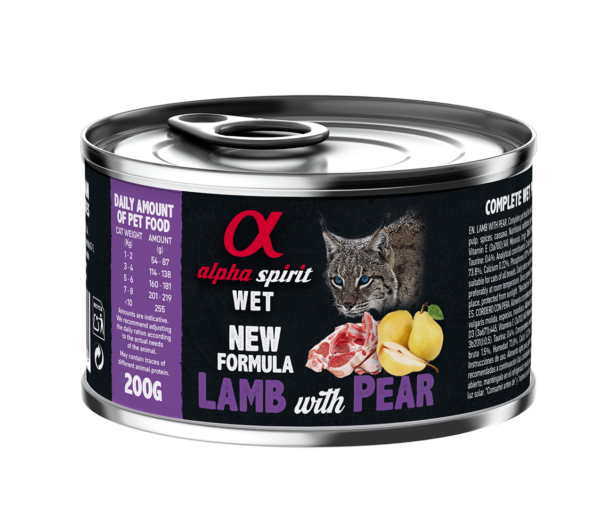 Повнораціонний вологий корм Alpha Spirit Lamb with Pear з ягнятиною та грушами для дорослих котів 200 г (as969015)