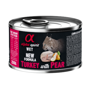 Повнораціонний вологий корм Alpha Spirit Turkey with Pear з індичкою та свіжими грушами для дорослих котів 200 г (as969206)