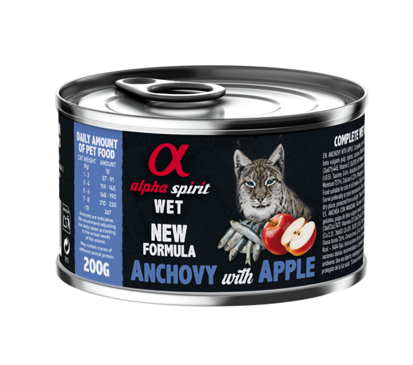 Повнораціонний вологий корм Alpha Spirit Anchovy with Red Applе з анчоусами та яблуками для дорослих котів 200 г (as969183)