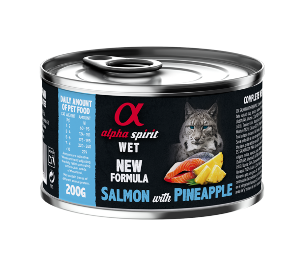 Повнораціонний вологий корм Alpha Spirit Salmon with Pineapple з лососем та ананасами для дорослих котів 200 г (as969176)