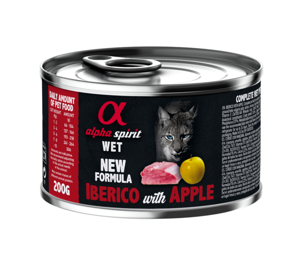Повнораціонний вологий корм Alpha Spirit Iberian Pork with Apple зі свининою та яблуками для дорослих котів 200 г (as311254)