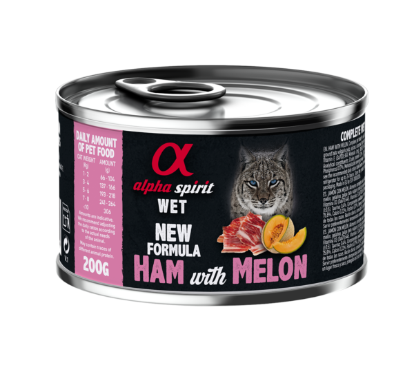 Повнораціонний вологий корм Alpha Spirit Ham with Melon з шинкою та динею для дорослих котів 200 г (as310660)