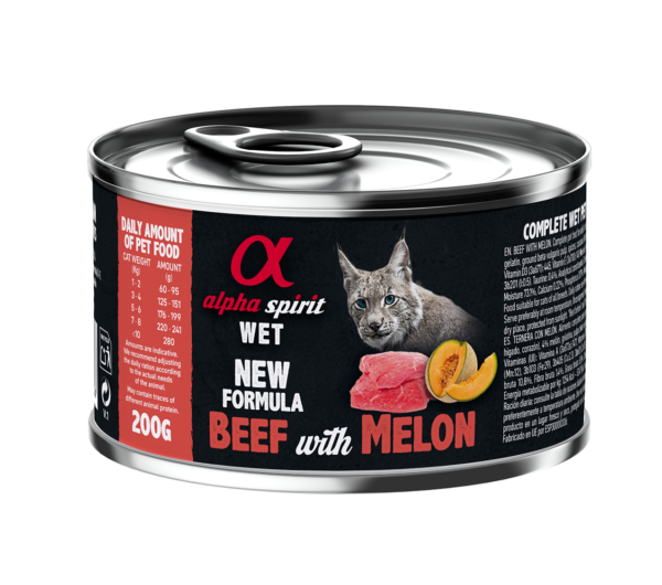 Повнораціонний вологий корм Alpha Spirit Beef with Melon з яловичиною та динею для дорослих котів 200 г (as969008)