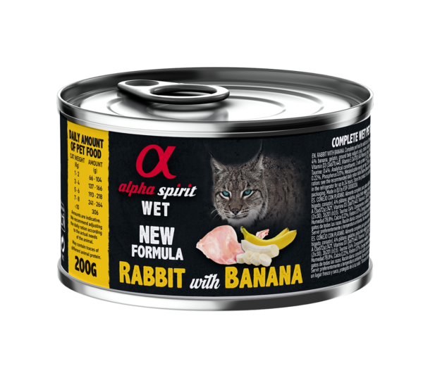 Повнораціонний вологий корм Alpha Spirit Rabbit with Banana з кроликом та бананами для дорослих котів 200 г (as969022)