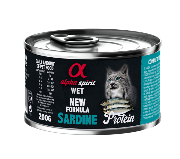 Повнораціонний вологий корм Alpha Spirit Sardine Protein з сардиною для дорослих котів 200 г (as311230)
