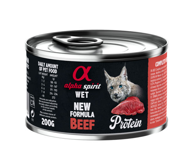 Повнораціонний вологий корм Alpha Spirit Beef Protein з яловичиною для дорослих котів 200 г (as311261)