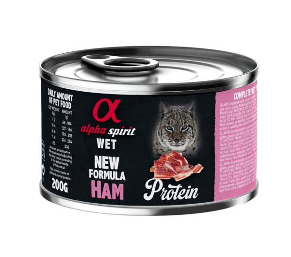 Повнораціонний вологий корм Alpha Spirit Ham Protein з шинкою (свинина) для дорослих котів 200 г (as311193)