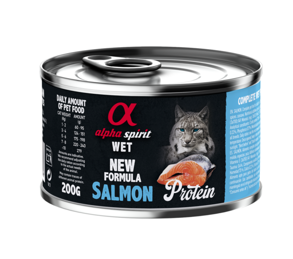 Повнораціонний вологий корм Alpha Spirit Salmon Protein з лососем для дорослих котів 200 г (as311308)