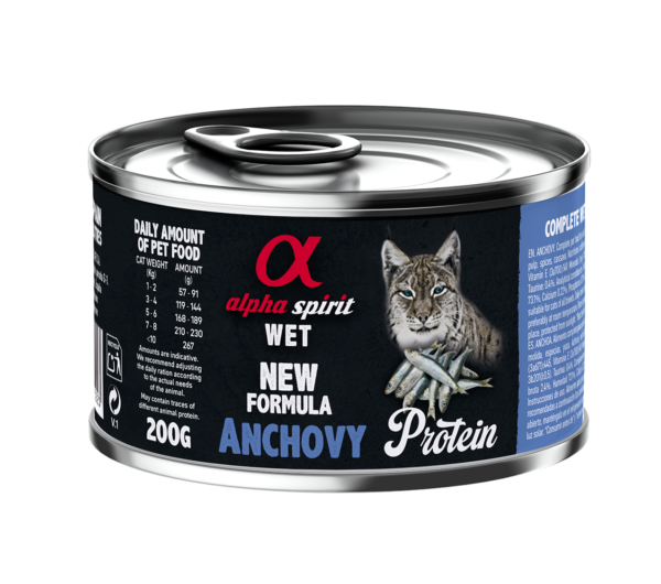 Повнораціонний вологий корм Alpha Spirit Anchovy Protein з анчоусами для дорослих котів 200 г (as311223)