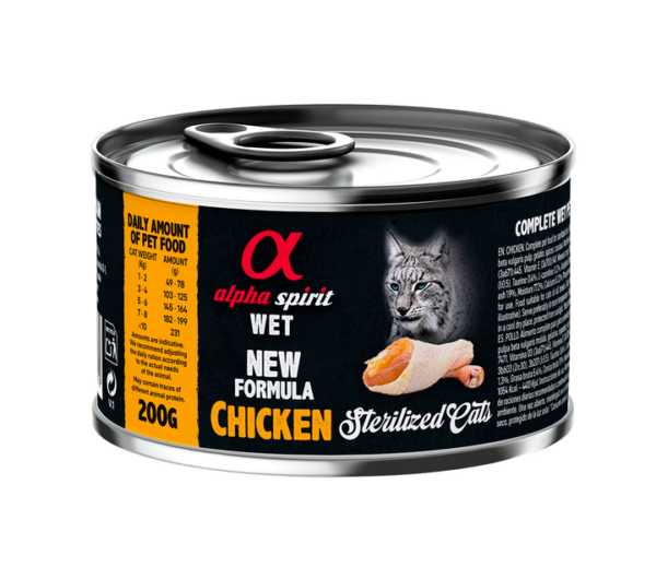 Повнораціонний вологий корм Alpha Spirit Chicken Sterilized з куркою для стерилізованих котів 200 г (as311179)