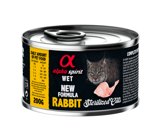 Повнораціонний вологий корм Alpha Spirit Rabbit Sterilized з кроликом для стерилізованих котів 200 г (as311315)