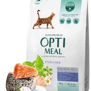 OPTIMEAL Повнораціонний сухий корм для стерилізованих кішок та кастрованих котів – лосось