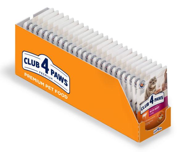 CLUB 4 PAWS Premium пауч яловичина в желе для дорослих котів 100 г х 24 шт