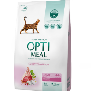 OPTIMEAL Повнораціонний сухий корм для дорослих котів з чутливим травленням - ягня