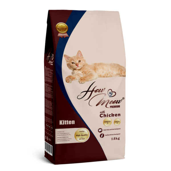 Повнораціонний корм для кошенят How Meow Adult Kitten з куркою.