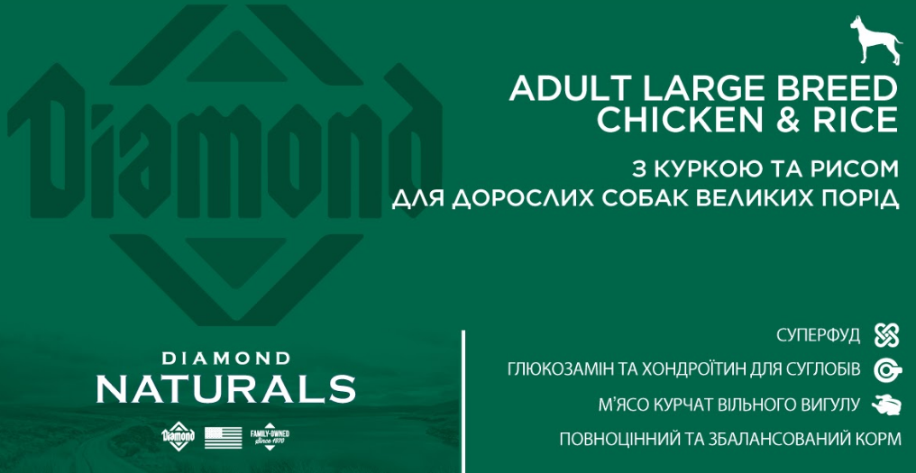 Сухий корм для дорослих собак великих порід Diamond Naturals Adult Large Breed Chicken&Rice Курка&Рис 15 кг (dn10071-HT28) - Зображення 3