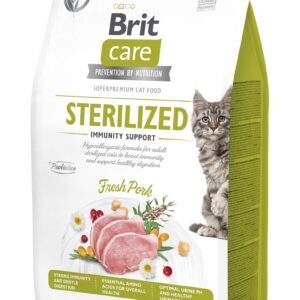 Сухий корм Brit Care Cat by Nutrition Sterilized Immunity Support для стерилізованих котів, зі свининою, 400 г