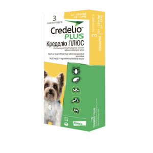Кределіо Плюс для собак – Протипаразитарні жувальні таблетки від бліх, кліщів та гельмінтів 1,4 -2,8кг (56,25/2,11мг) 3табл