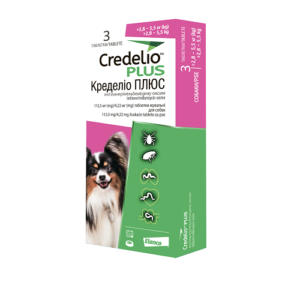 Кределіо Плюс для собак - Протипаразитарні жувальні таблетки від бліх, кліщів та гельмінтів 2,8 -5,5кг (112,5/4,22мг) 3табл