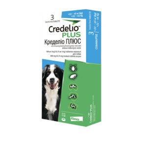 Кределіо Плюс для собак - Протипаразитарні жувальні таблетки від бліх, кліщів та гельмінтів 22-45кг (900/33,75мг) 3табл