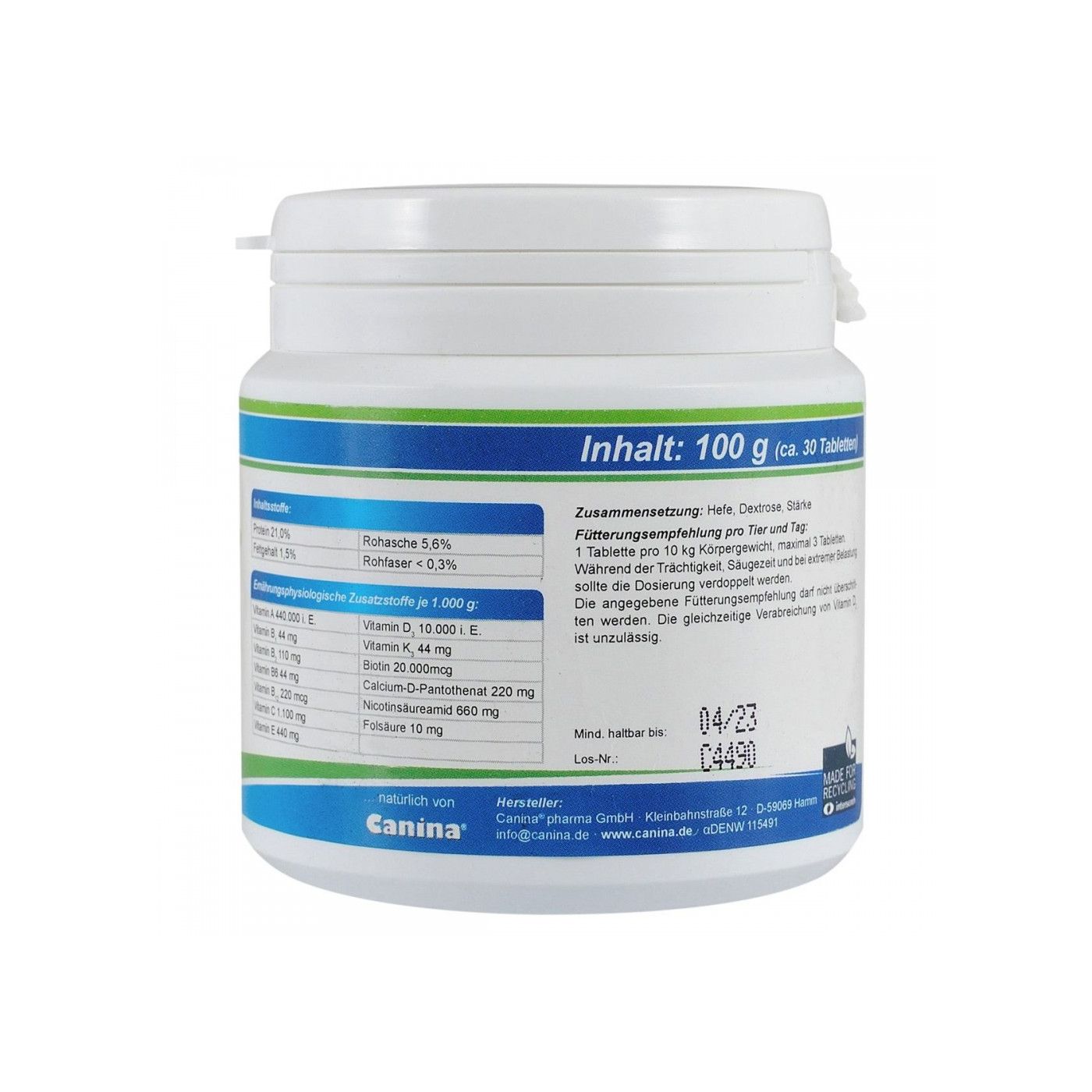 Canina (Каніна) V25 Vitamintabletten Вітамінний комплекс для цуценят, вагітних і лактуючих самок. 100 г 30 табл. 60 табл. - Зображення 2