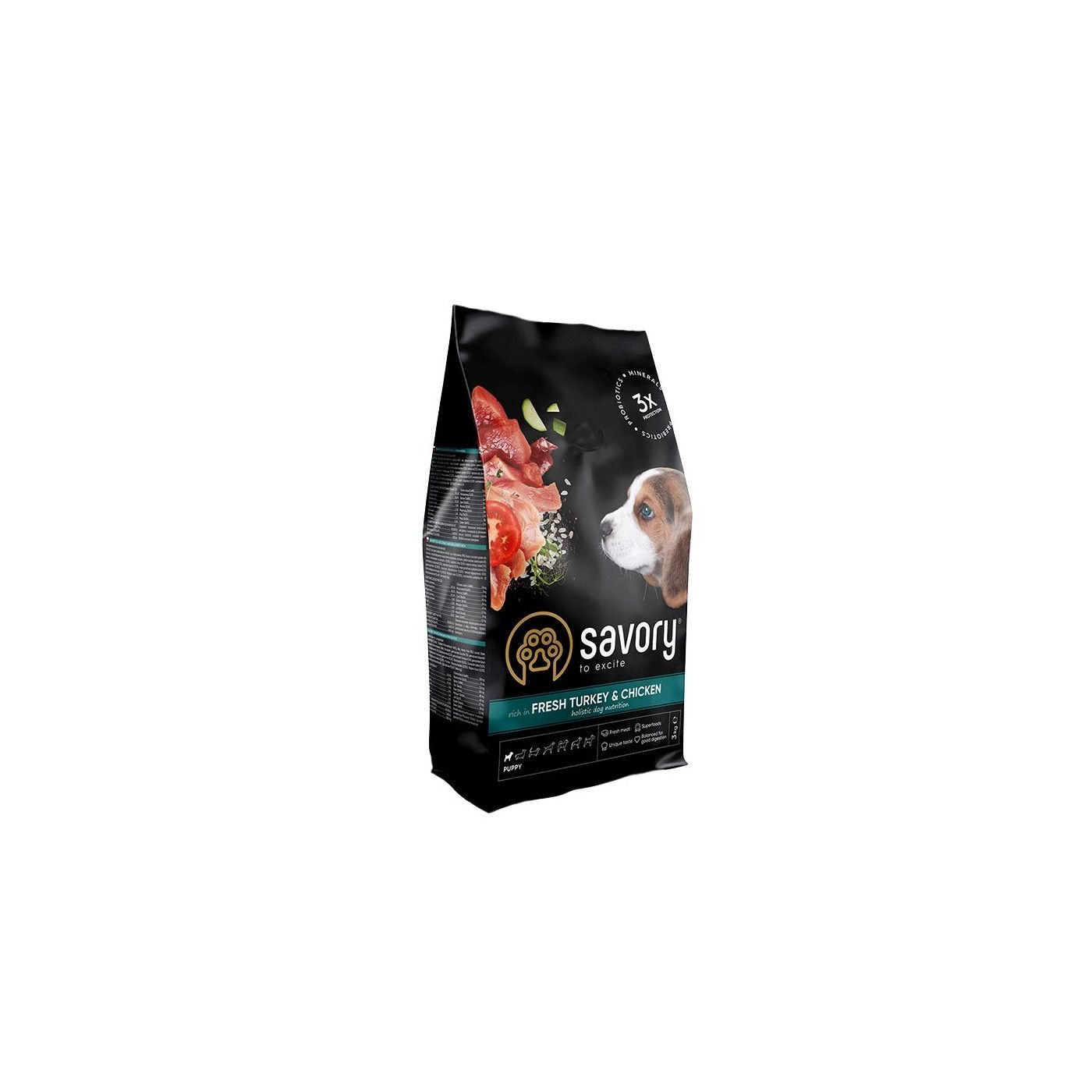 Корм сухий Savory Puppy rich in Fresh Turkey and Chicken для цуценят всіх порід зі свіжою індичкою і куркою